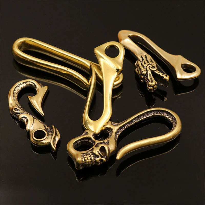 

Brass Skull Biker key chains for the HELLS Motorcycles biker Key Rings Copper Handmade keychain live to ride motor skull buckles