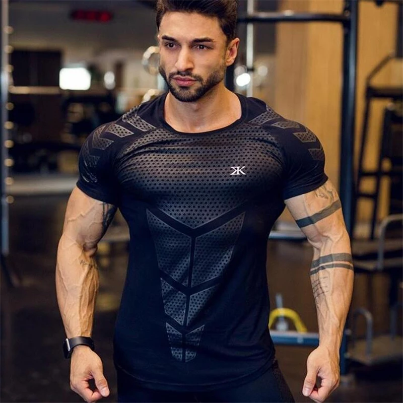 

New Men Compression T-shirt Jogger Sporting Skinny Tee Shirt Male Gyms Fitness Bodybuilding Workout Black Tops Homme Clothing