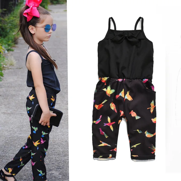 

Baby Girls Jumpsuit Floral Strap Rompers Toddler Kids Sleeveless Trousers Girls Summer Backless Overalls Clothes wua842401