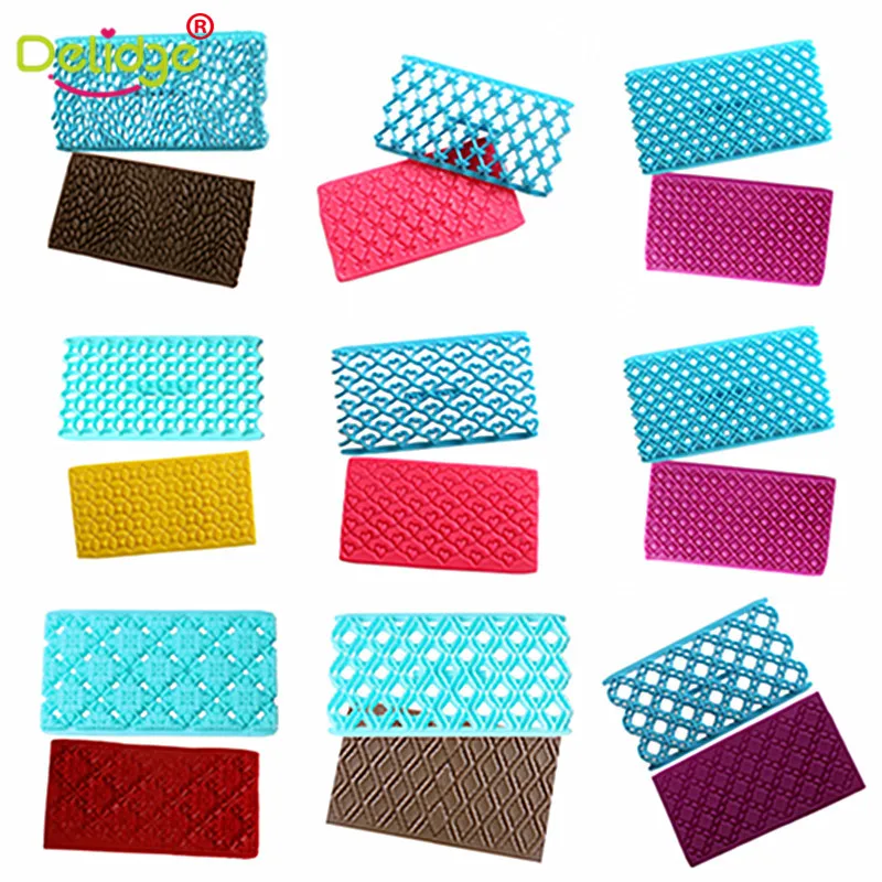 

Delidge 1pc 10 Patterns Rhombus Embossed Fondant Cake Mold Plastic Biscuit Printing Mold Petal Embosser Decoration Tool