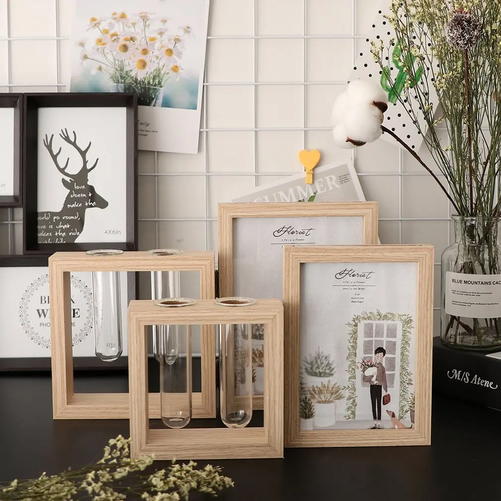 

American Double-sided Photo Frame Wooden Creative Burlywood Photo Frame Table Living Room Desk Decoration