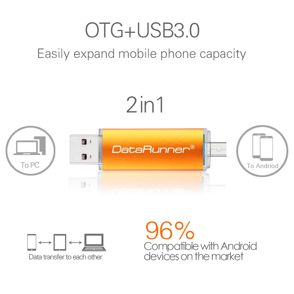 DataRunner OTG USB флэш накопитель 2 в 1 микро флешка 3 0 флеш 16 ГБ 32 64 Гб 128 256