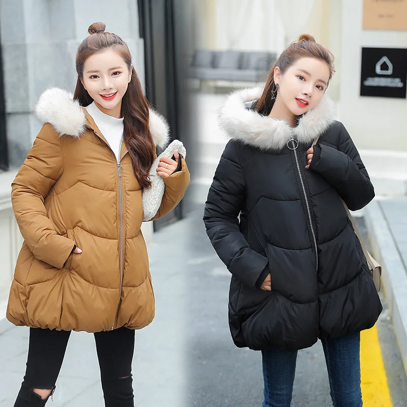 2018 Winter New Parkas Short Hooded Fur Clollar Jacket
