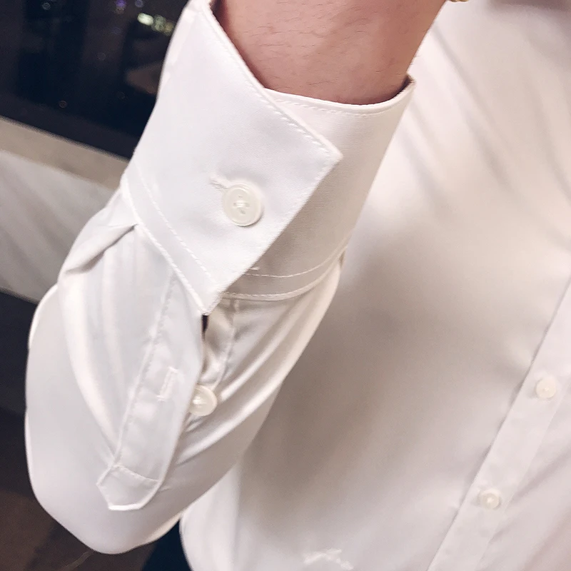 Г., новая осенняя однотонная эластичная рубашка с длинными рукавами Корейская версия британской вышивки с длинными рукавами