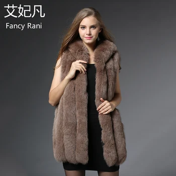 

2018 Russian Winter Real Fox Fur Vest Genuine Fox Fur Hooded Vest Sleeveless Jackets Warm Natural Fur Female Coats Gilet Women