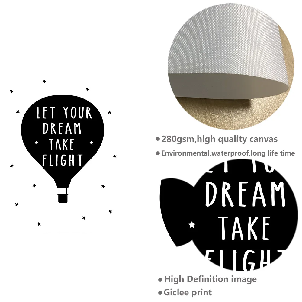 Nordic Kunst Motivation Stern Zitate Minimalistischen Leinwand Poster Malerei Schwarz Weiß Wand Bild Kinder Baby Raumdekoration in Nordic Kunst Motivation