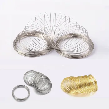 

100Loops Gold 55/60/115mm Dia Memory Steel Wire Loop For Diy Jewelry Making Beading Bracelet Findings Metal Collar Accessories