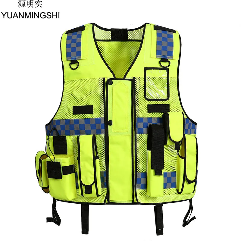 V/élo XL Avertissement Gilet r/éfl/échissant V/êtements de travail Haute visibilit/é Jour Nuit Gilet de protection pour la s/écurit/é routi/ère Jaune