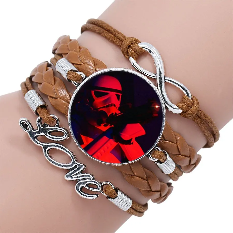 Для женщин детский подарок Многослойный черный/коричневый кожаный браслет Звездные войны - Окраска металла: as picture