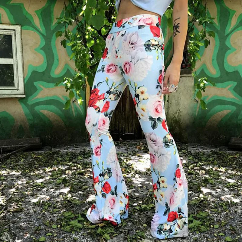 

flare pant girls 2019 fashion harajuku clothing print casual pants women plus size clothes punk trousers woman streetwear