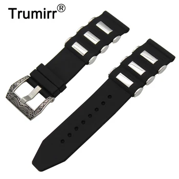 

24mm Silicone Rubber Watch Band + Tool for Suunto TRAVERSE Stainless Steel Carved Pre-v Buckle Strap Wrist Belt Bracelet Black
