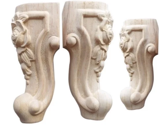 

10x6cm(16pcs) 20x7cm (16pcs) European Style Solid Wood Carved Furniture Foot Legs TV Cabinet Seat Feets
