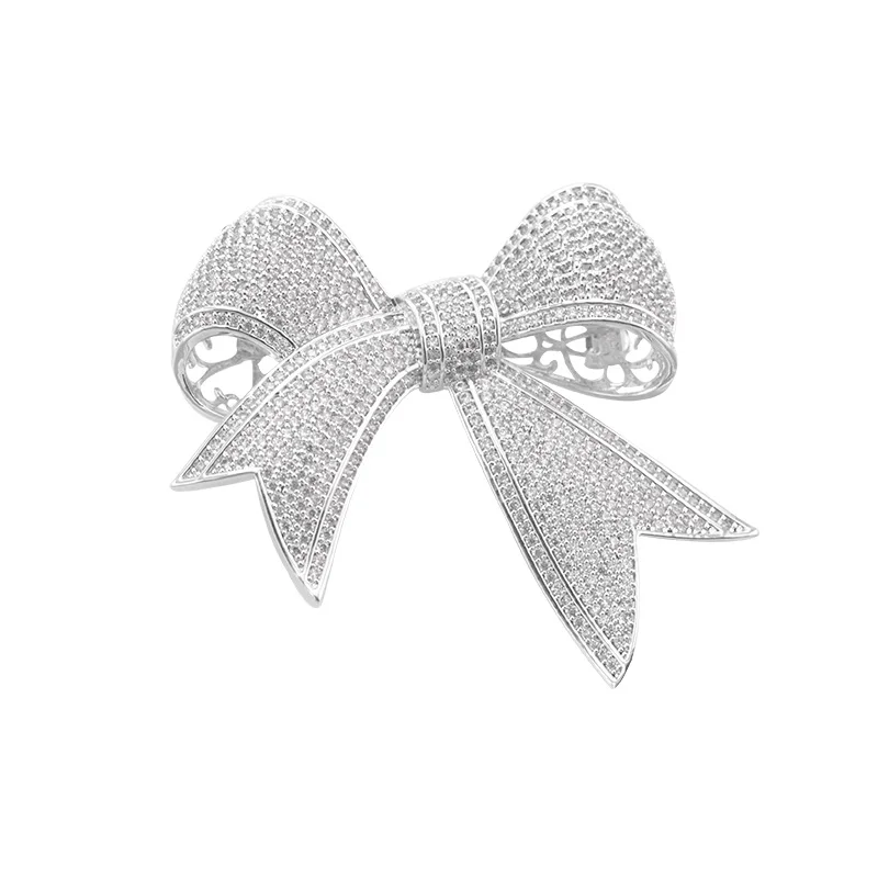 Роскошный горный хрусталь кристаллическая Свадебная брошка с бантом Pin платье Sash