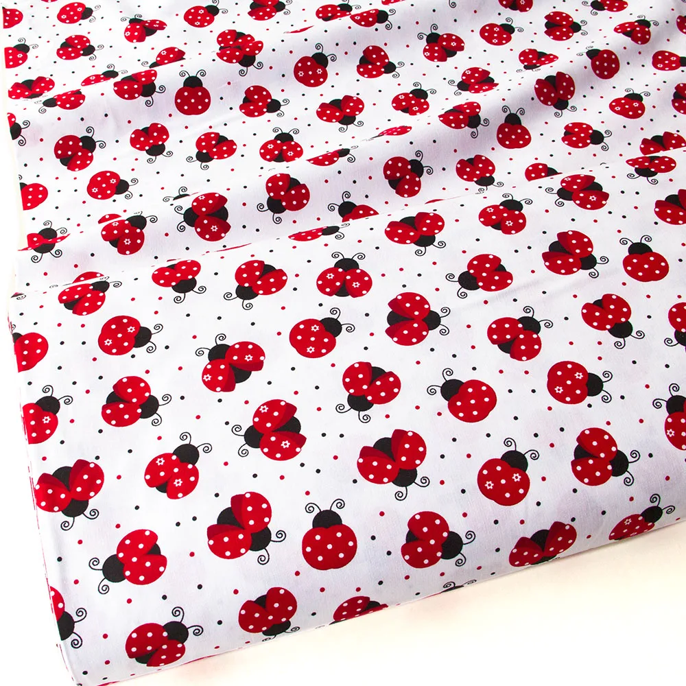 Полуметровая хлопковая ткань Лоскутная стеганая ткань Божья коровка белая