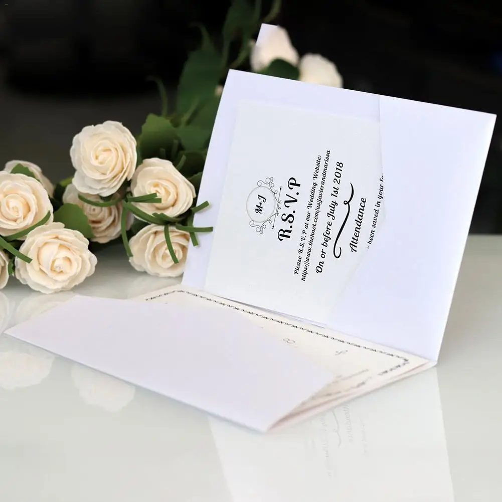  10pcs Simple Style Wedding Invitation Cards Card Paper For Wedding Birthday Shower Party Decoration - 32948443460