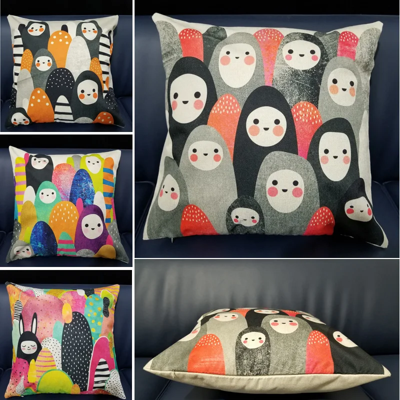 

Decorative Throw Pillow Cartoon Pillow Cover Case Cotton Linen Cushion Cover for Sofa Home Decor Funda Cojines 45x45cm Cushion