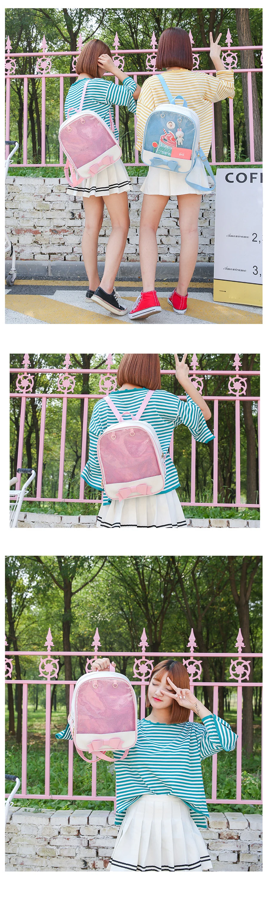 Прозрачный Для женщин рюкзак с милым бантом Ita сумки для школы мини розового и черного цветов школьные сумки для подростков Модные Девочки книжная сумка для