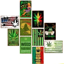 California Weed Retro Metal Tin Signs Poster Marijuana Vintage Tinplate Poster Bar Cafe Wall Decoration Poster 20*30cm