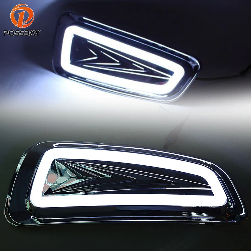 

POSSBAU Car Daytime Running Lights For Ford F150 Raptor 2009/2010-2015 Waterproof LED DRL Day Lights White/White Yellow Fog Lamp