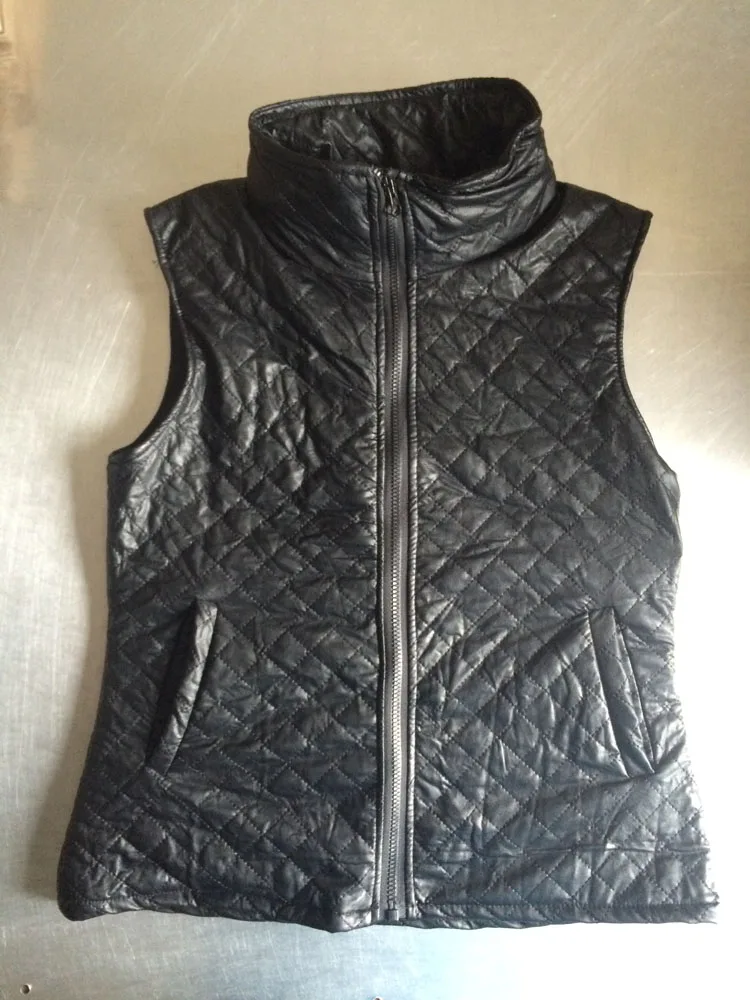 Women's covert stab service hard self-defense vest vest jacket Slim PU leather protective coat