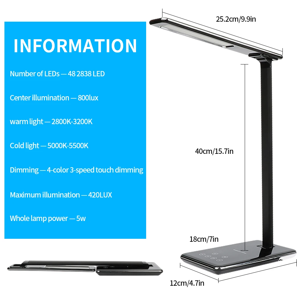 Настольная лампа, светодиодная настольная лампа с сенсорным зажимом, лампа для учебы, флексографская лупа, настольный Usb Настольный светильник, перезаряжаемый светильник, 4 цвета