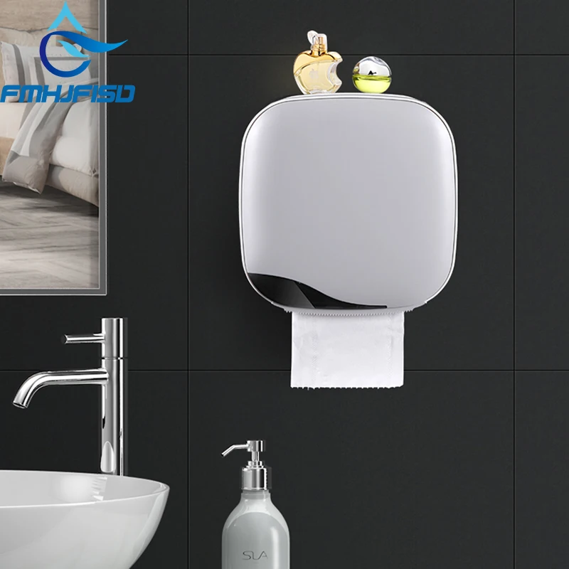 

FMHJFISD ABS Restaurant Toilet Paper Holder Concealed Bathroom Roll Paper Box Waterproof Toilet Paper Roll Box Free Shipping