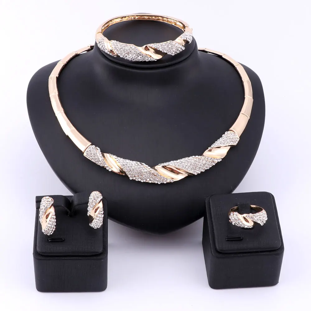 Kaufen Hochzeit Brautschmuck Set Dubai Gold Farbe Halskette Armband Ohrring Ring Feine Afrikanische Perlen Schmuck Set
