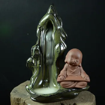 

Buddhist Monk Smoking Back-form Incense Burner Like Water Streaming Down Ceramic Incense Holder Use in the Home Office Teahouse