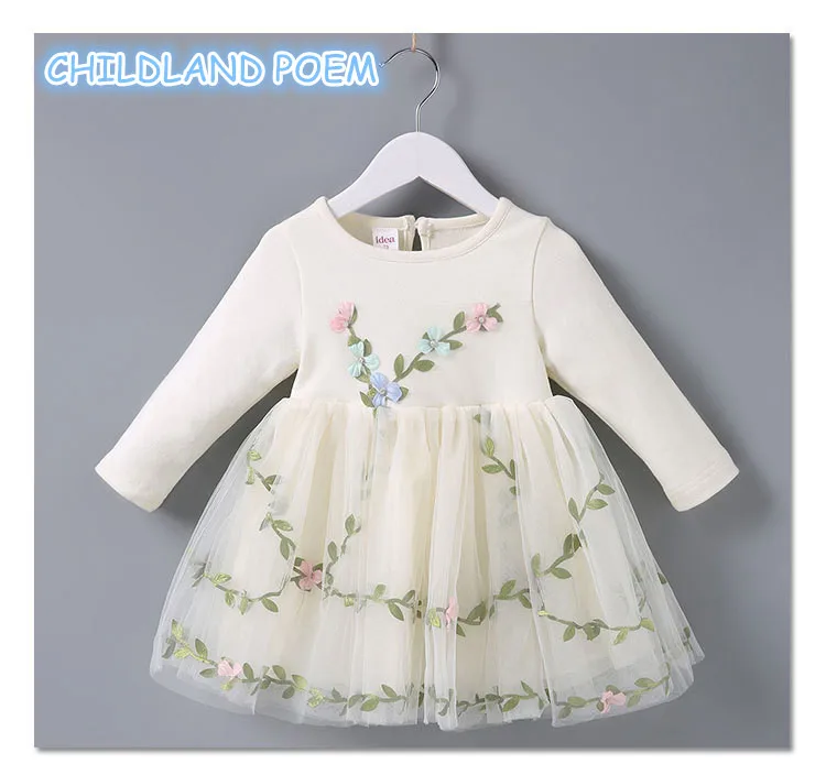 Baby Girl Dresses Party Wedding Flower 1 Year Birthday Dress Vestido 2018 Infant Toddler Ball Gowns Long Sleeve Baby Dress