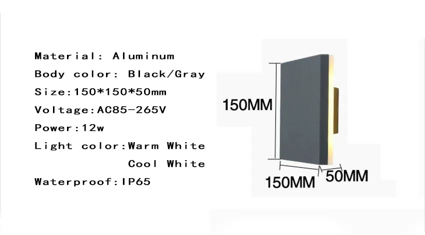 Externa à Prova Quadrada de Parede para Jardim Iluminação de Alumínio Luz de Led para Parede D'água Luminária Corredores Parede Externa Varanda Corredor Nr21 1 Luzes e Iluminação