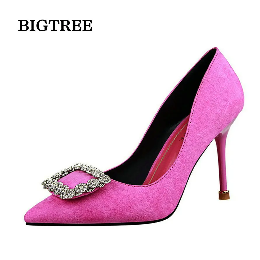 

Fashion Women Wedding Shoes Rhinestone Square buckle 90mm middle Stiletto heels Low-cut Vamp Pointed Toe Jeweled Bridal Shoes