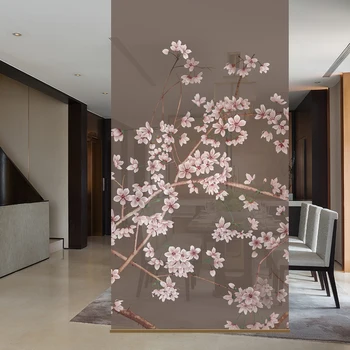 Biombo-paneles de pared translúcidos para porche, cortina colgante, partición suave, sala de estar elegante para, entrada, flor de Guabing, 100cm x 200cm