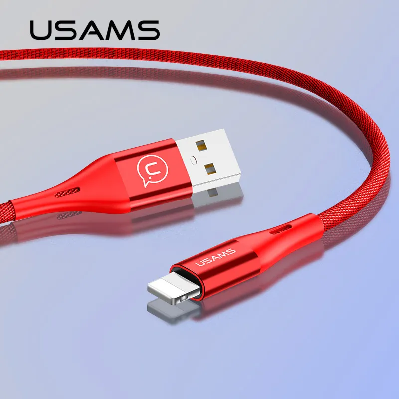 USAMS USB Cable para Cable de iluminación para iPhone Cable 2 m 2.4A de carga rápida Cable de datos para iPhone X 8 7 6 6 s plus 5 SE 5S cargador