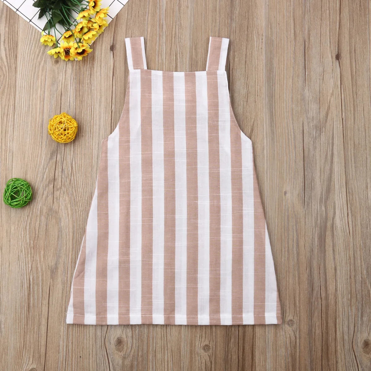 Baby Girls Dress Sleeveless Striped Casual Party Dresses Cotton Pockets Off Shoulder Casual Breathable Soft Summer Dress 1-5T