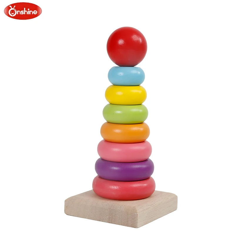 

DIY Wooden Rainbow Tower Children's toys Colorful Building Blocks Toy Learn to Stack Blocks Education for Children New Design