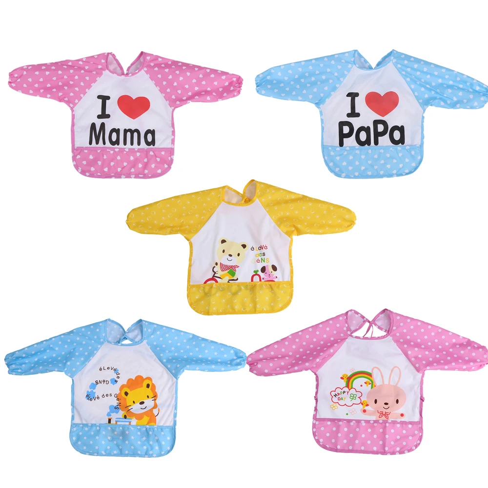 

Lovely Baby Bibs Long Sleeve Waterproof Apron Children Feeding Smock Bib Burp Clothes Soft Eat New Baby Kids Feeding Accessories