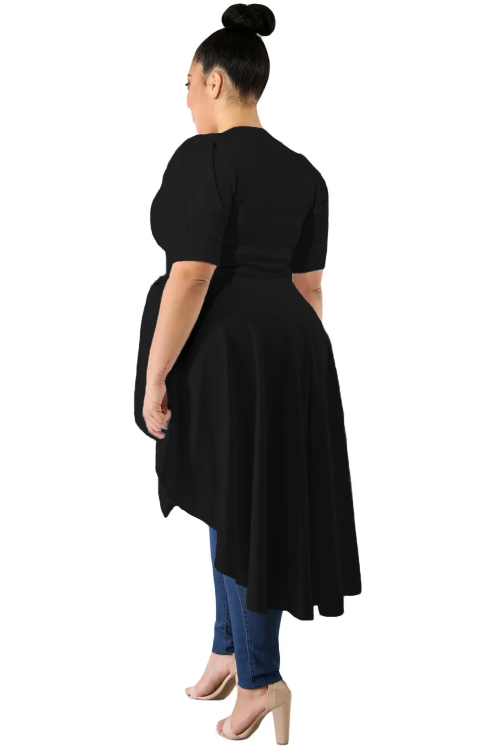 Zmvkgsoa Ruffle T-Shirt Oversize White Office Lady Top Fashion Women Big Plus Size XXXL Shirt Puff Long Half Sleeve Top VV251243 Tops