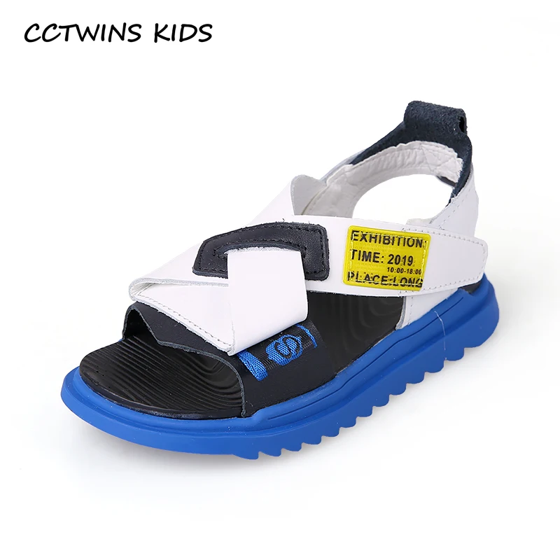 

CCTWINS Kids Shoes 2019 Summer Girls Fashion Real Leather Sandals Boys White Beach Flats Toddler Children Barefoot Shoes BS353