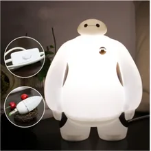 Теплый белый Светодиодный настольный светильник креативный герой 6 Baymax милый мультфильм ночник детские игрушки подарки домашняя отделка спальни лампа