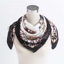 High-quality imitation silk scarves 90 * 90CM the new female wild fashion chain carriage scarf shawl scarves satin bandana