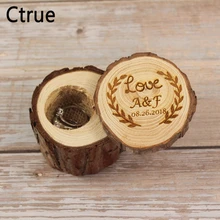 Пользовательские имя кольцо держатель деревянные, на выбор любовь свадебное кольцо коробка свадебное украшение события вечерние поставки свадебный подарок