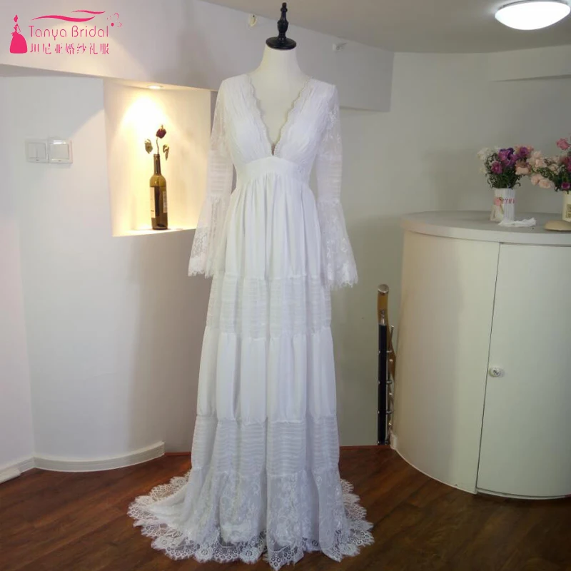 Свадебное платье в богемном стиле с v образным вырезом винтажное летнее vestido