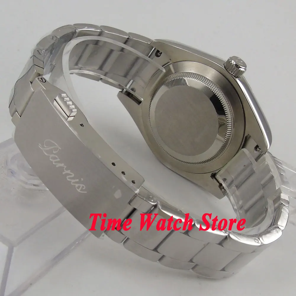 Parnis 40 мм черный циферблат зеленые светящиеся знаки flash hand sapphire glass MIYOTA