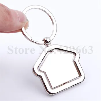 

100 pieces/lot Rotate House Keychain Key Ring Metal Zinc Alloy Accessory Trendy Key Charms Pendant Real Estate Company Gift