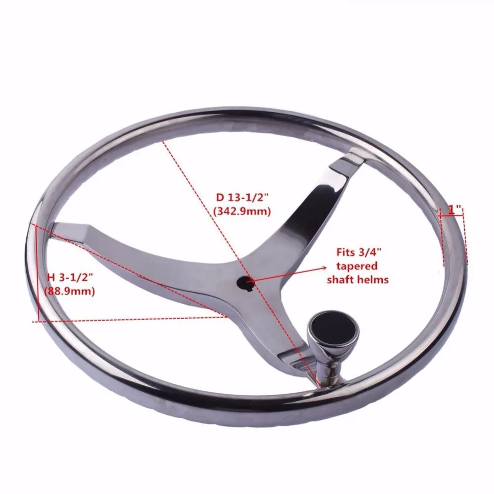 13-1//2/'/' Boat Sport Steering Wheel Knurling With Knob Stainless Steel 5 Spokes