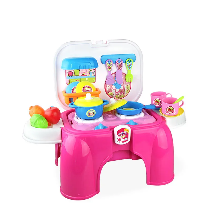 Детский стульчик миниатюрный набор игрушечной посуды музыкальный и мигает играть в посуду стул кулинарные игрушки игровые домики для детей, подарок девочке [