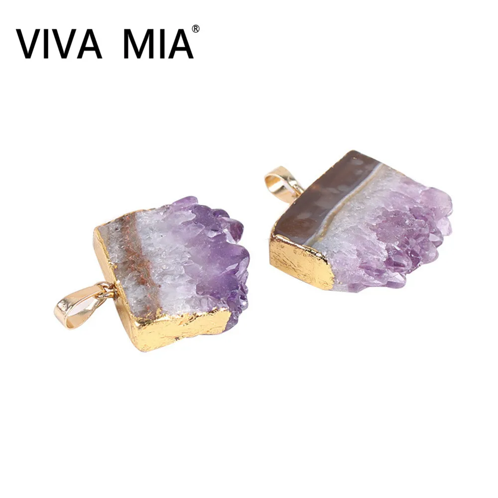 

Druzy Amethysts Natural Clear Crystal Pendent Irregular Crystal Pendant Gold Color Natural Stone Pendants Jewelry Making