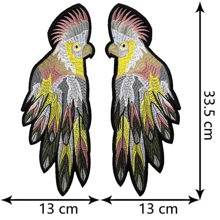 Новые вышитые нашивки с попугаем, сделай сам, рукоделие, крылья ангела, аппликация, шитье для одежды, пальто, нашивки, ремонтная ткань, brordados pararopa
