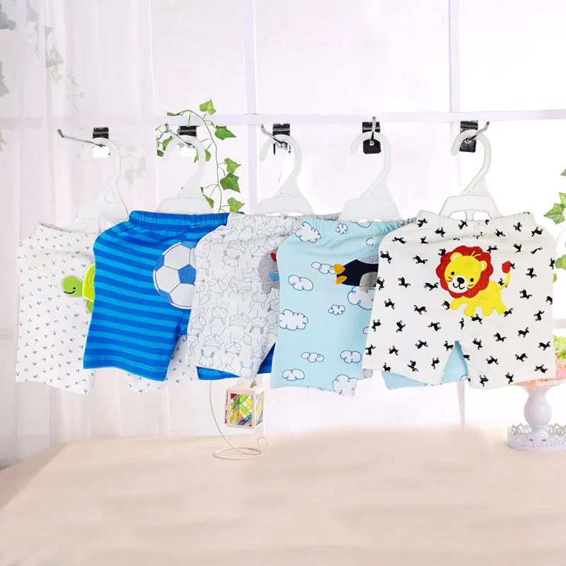 [5Pcs/lot Random Color]Cartoon Print Baby Shorts Cotton Baby Girl Shorts Summer Toddler Unisex Short Pants Newborn Panties