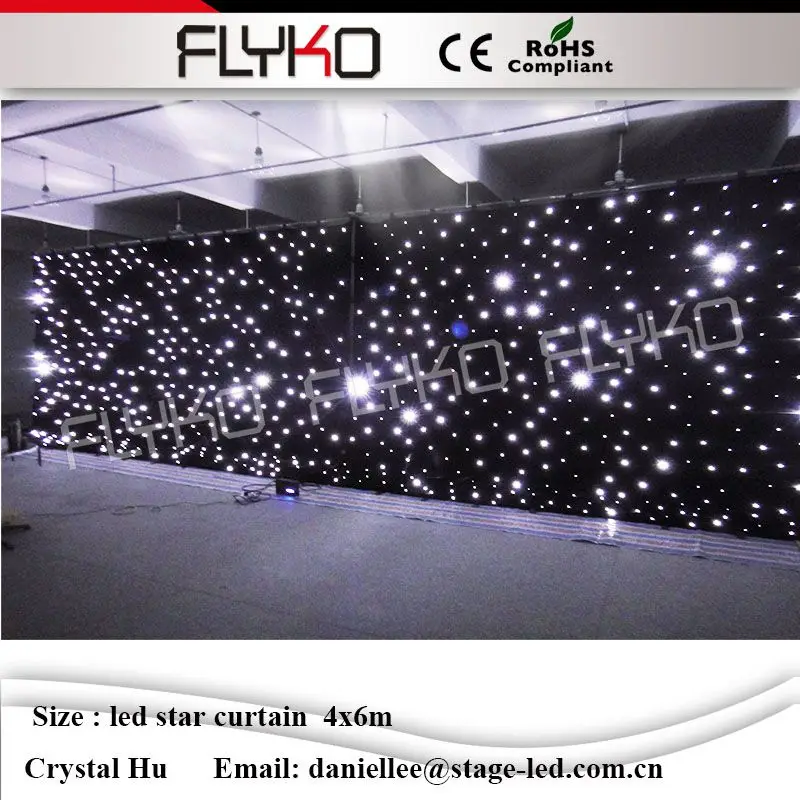 

Led star cloth curtain backdrop stage background fireproof white lights stage lighting professional equipment china 4m*6m